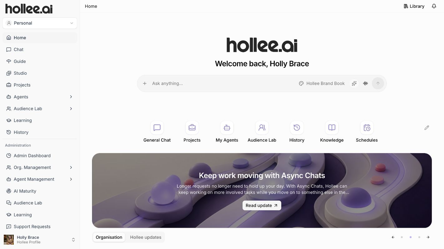 The new Hollee personal homepage